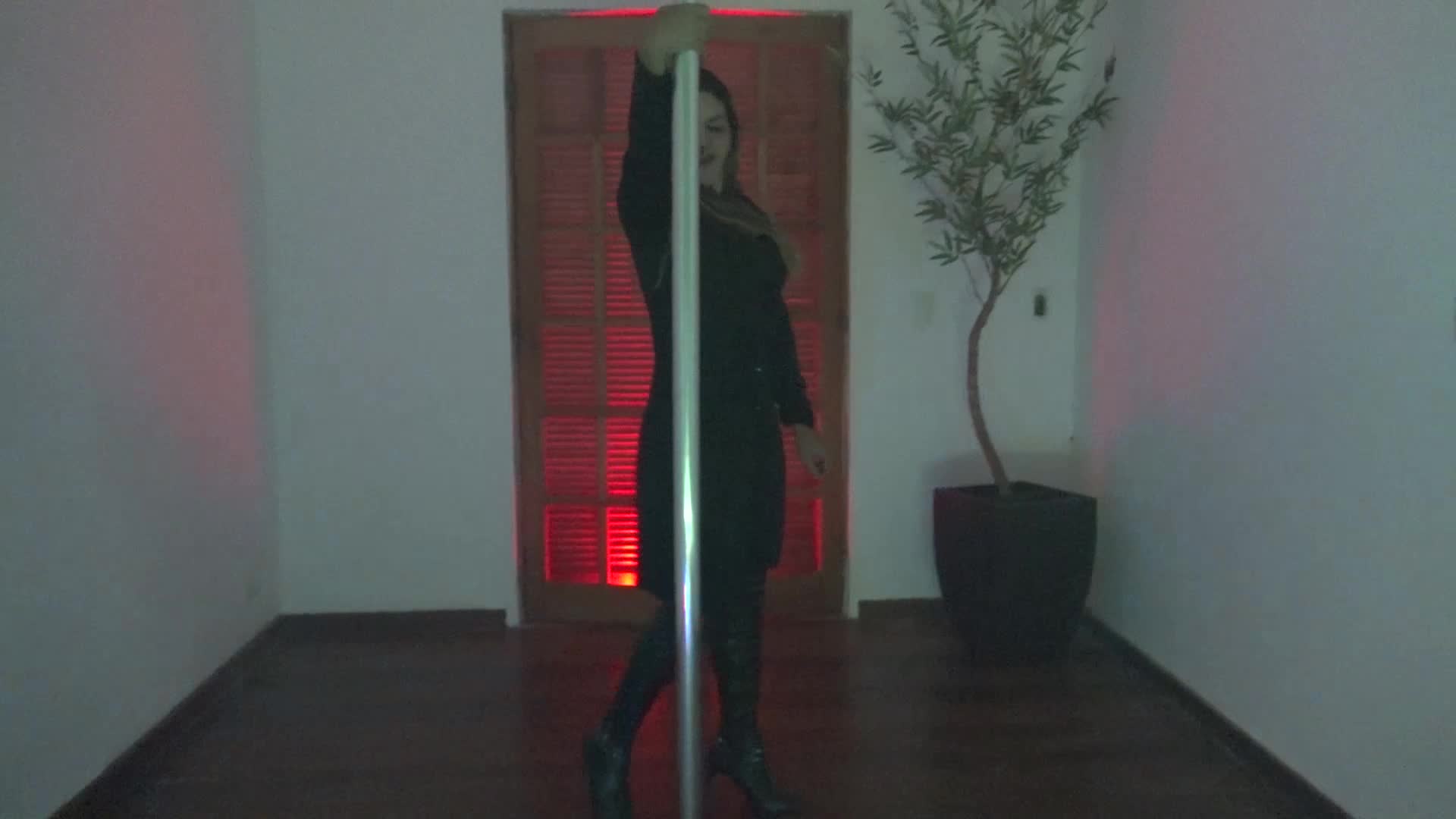 Luna Oliveira dançando e sensualizando no pole dance da Casa
